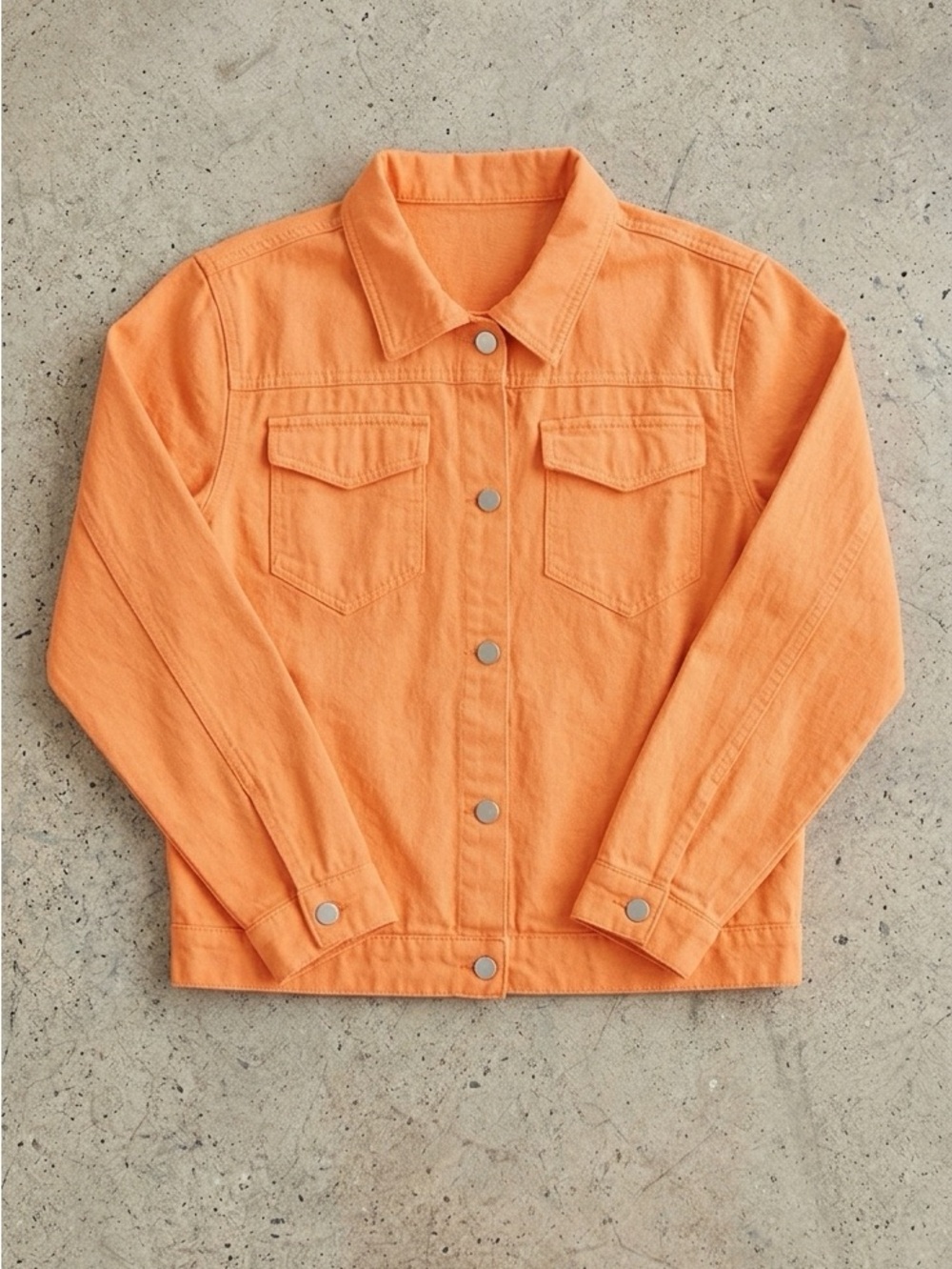 Orange Denim Jacket - Women's Classic Button-Up